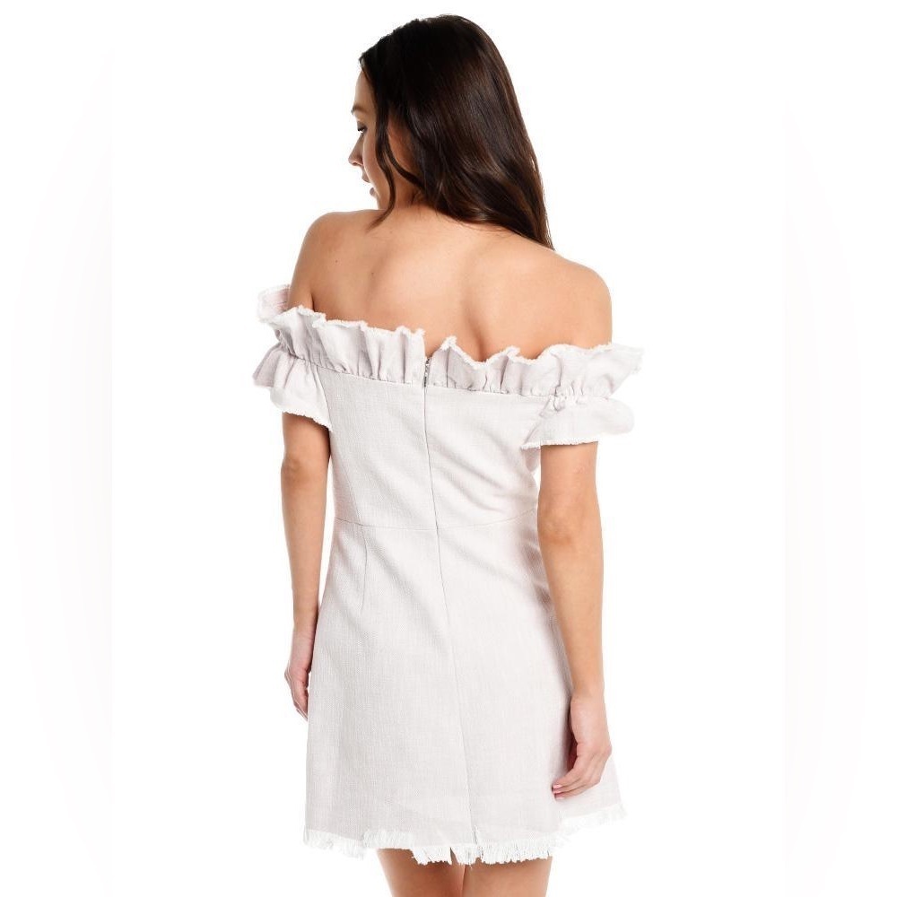 Rebecca Taylor Off-the-Shoulder White Ruffle Dress – Size 4 - Picture 6 of 15